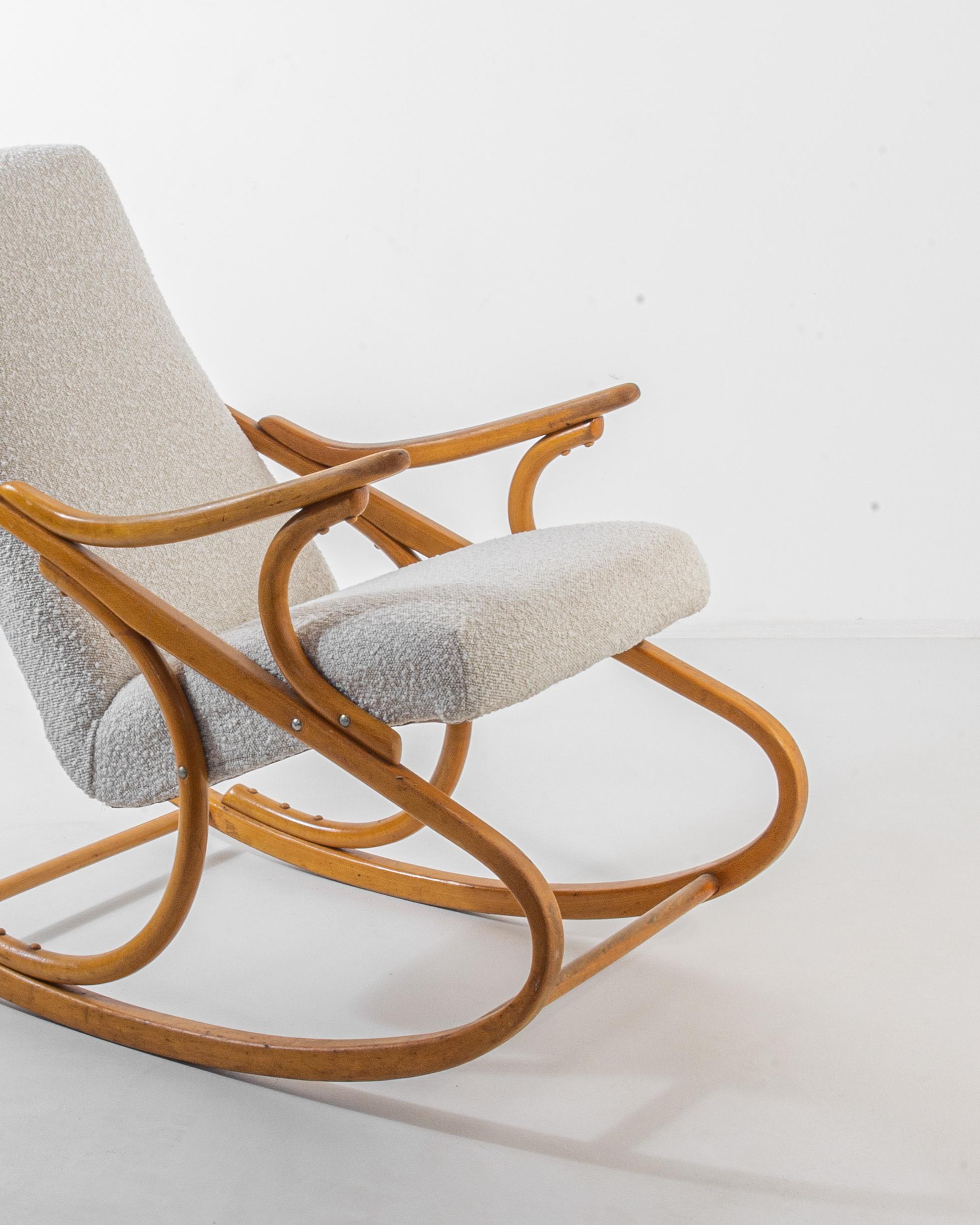 1960s Upholstered Bentwood Rocking Chair by TON 3