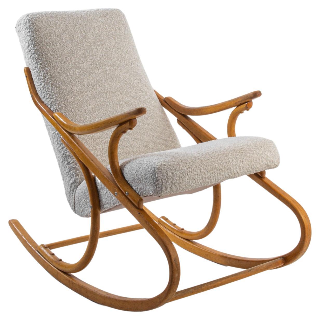1960s Upholstered Bentwood Rocking Chair by TON