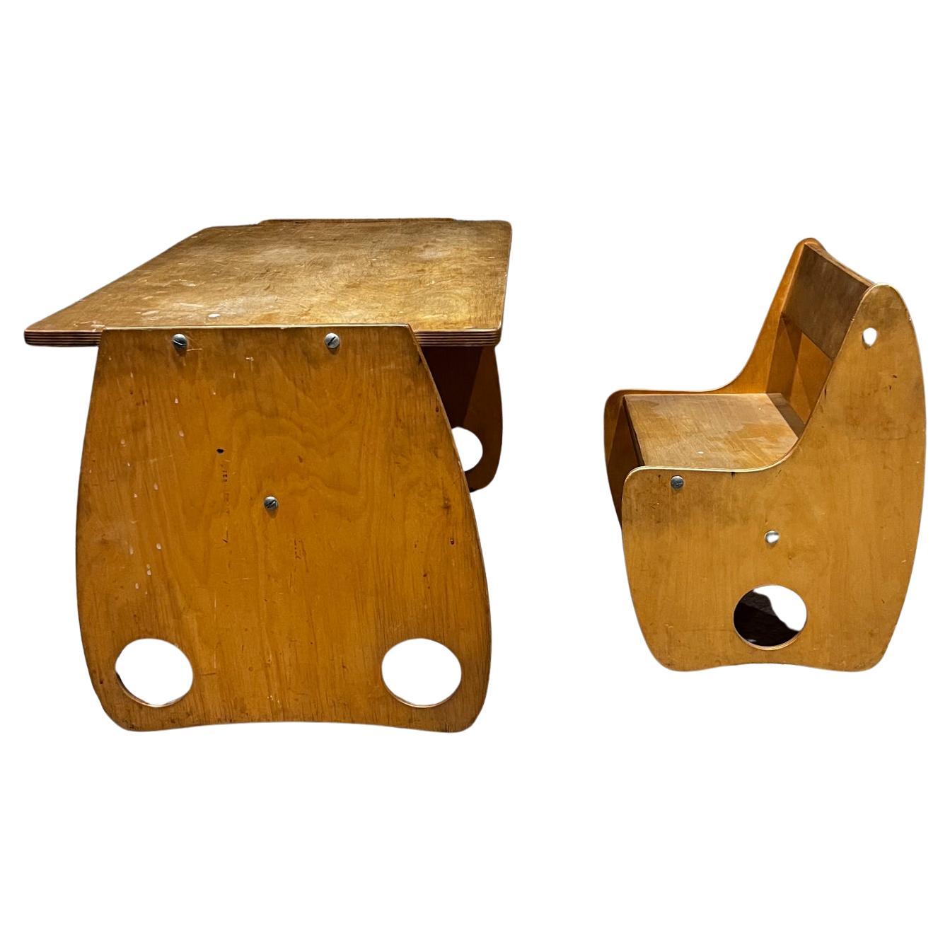 1960s USSR Kid Desk & Chair by Hans Mitzlaff & Albrecht Lange For Sale