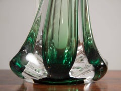 1960s Val St Lambert Green Crystal Lamp Base