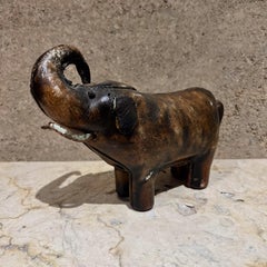 Mid-Century Modern Omersa Leather Elephant Door Stop Sculpture for Valenti Spain