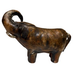 Mid-Century Modern Omersa Leather Elephant Door Stop Sculpture for Valenti Spain