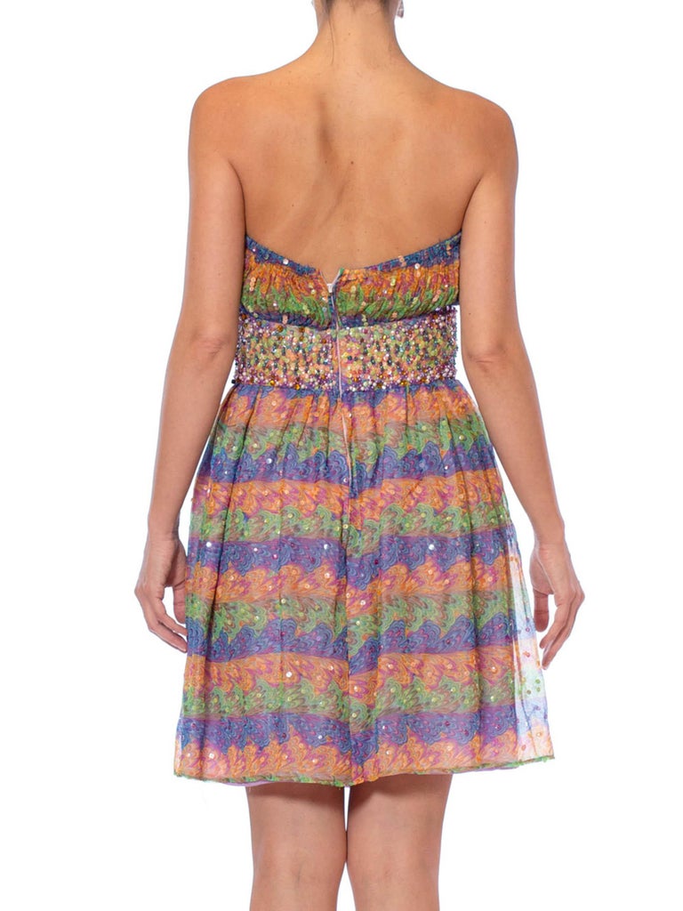rainbow beaded dress Multicolor Beaded Fitted V-Neck Gown by Tiffany Designs 16225 28 / Rainbow Multi