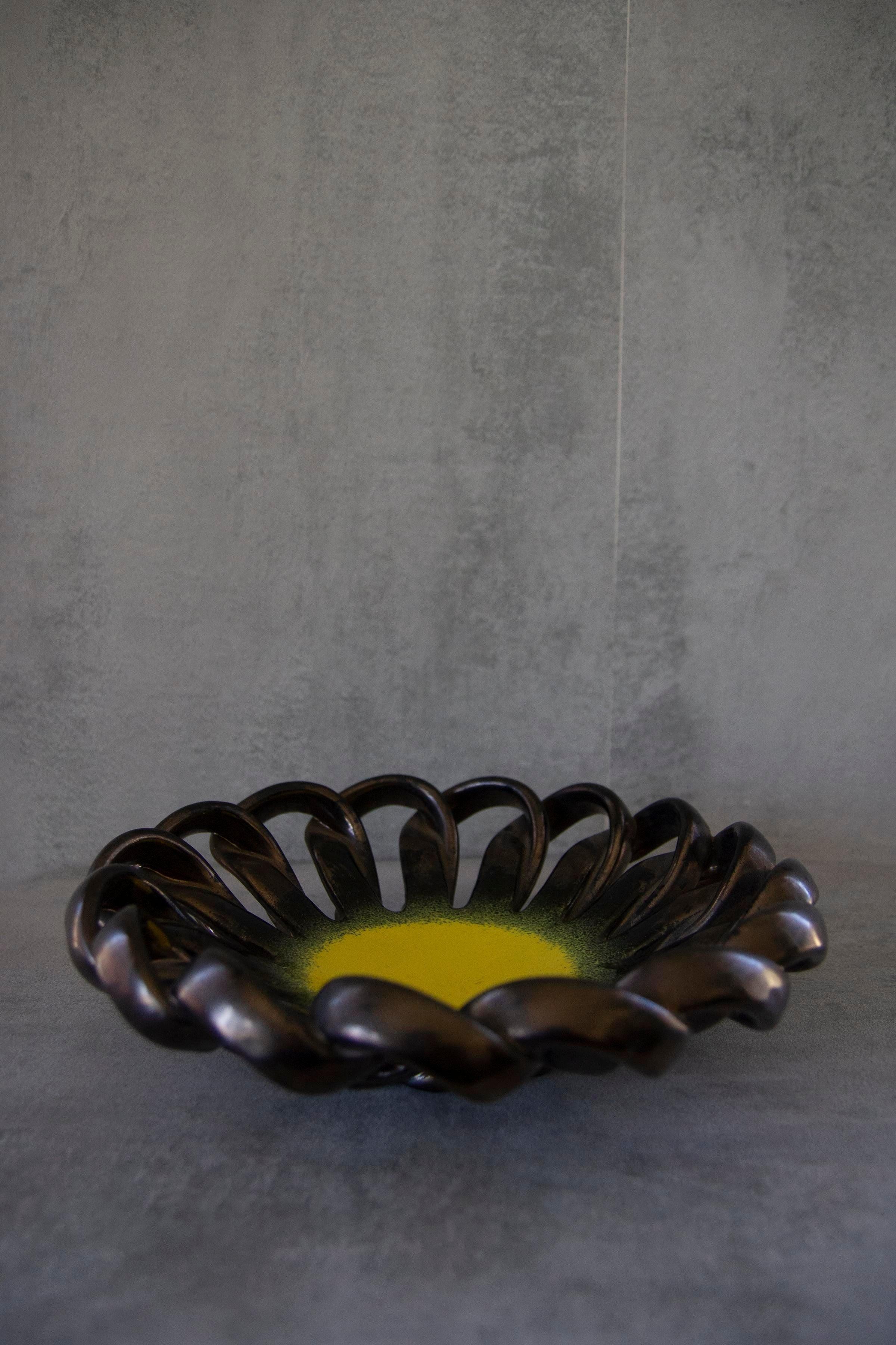 1960s Vallauris Bowl Designed by Jerome Massier, France In Excellent Condition For Sale In Los Angeles, CA