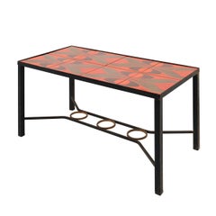 1960s Vallauris Iron Coffee Table with Red Tile Top, France