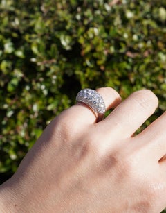 1960s Van Cleef & Arpels 18k White Gold Diamond Bombe Ring