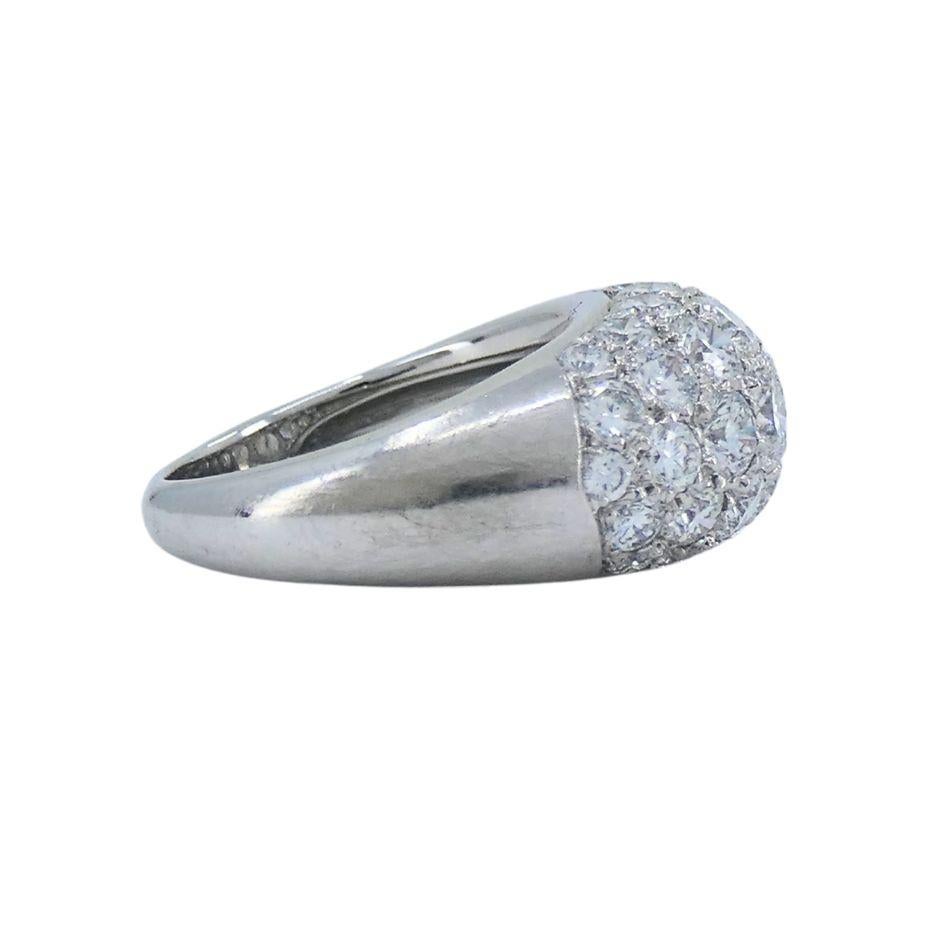 1960s Van Cleef & Arpels 18k White Gold Diamond Bombe Ring 1