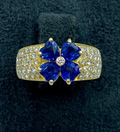 1960s Van Cleef & Arpels diamond and sapphire floral ring
