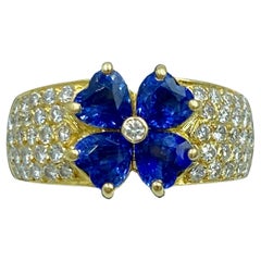 1960s Van Cleef & Arpels diamond and sapphire floral ring