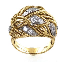 1960s Van Cleef & Arpels Diamond Bombe 18 Karat Yellow Gold Cocktail Ring