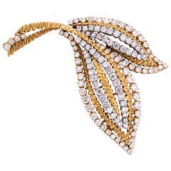 1960s Van Cleef & Arpels Diamond Double Leaf Pin