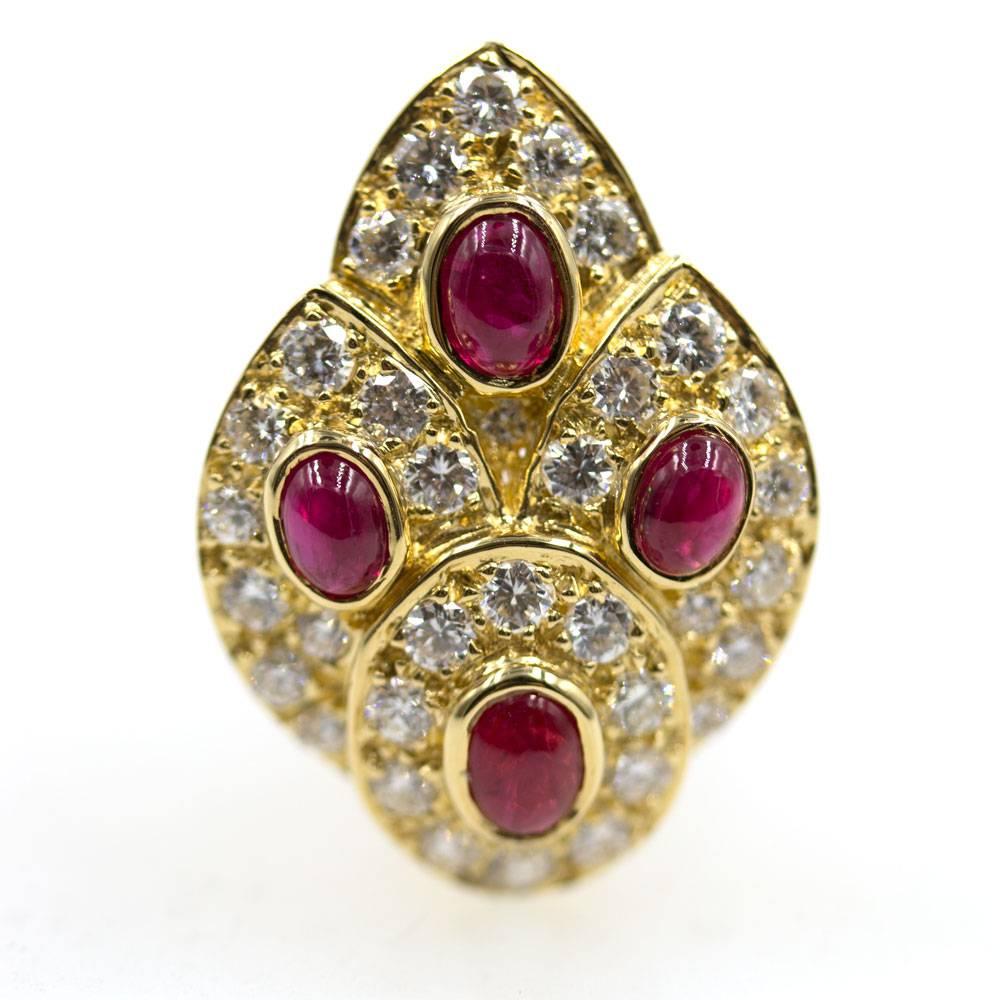 Round Cut 1960s Van Cleef & Arpels Diamond Ruby Estate Earrings