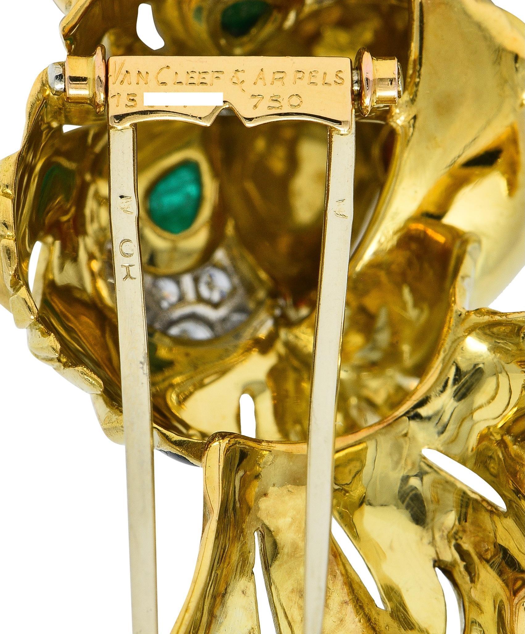 1960's Van Cleef & Arpels Französisch Multi-Gem 18K Gold Vintage Tiger Brosche im Angebot 3