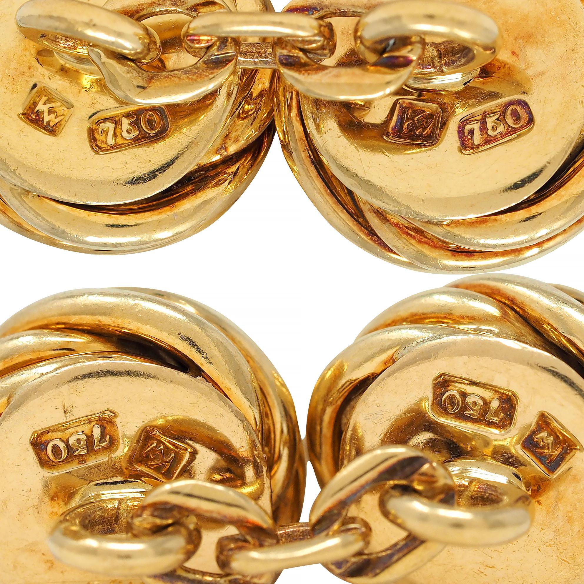 1960's Van Cleef & Arpels French Sapphire 18K Yellow Gold Vintage Knot Cufflinks For Sale 2