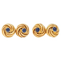 1960er Jahre Van Cleef & Arpels Französische Saphir 18K Gelbgold Vintage Manschettenknöpfe mit Knoten