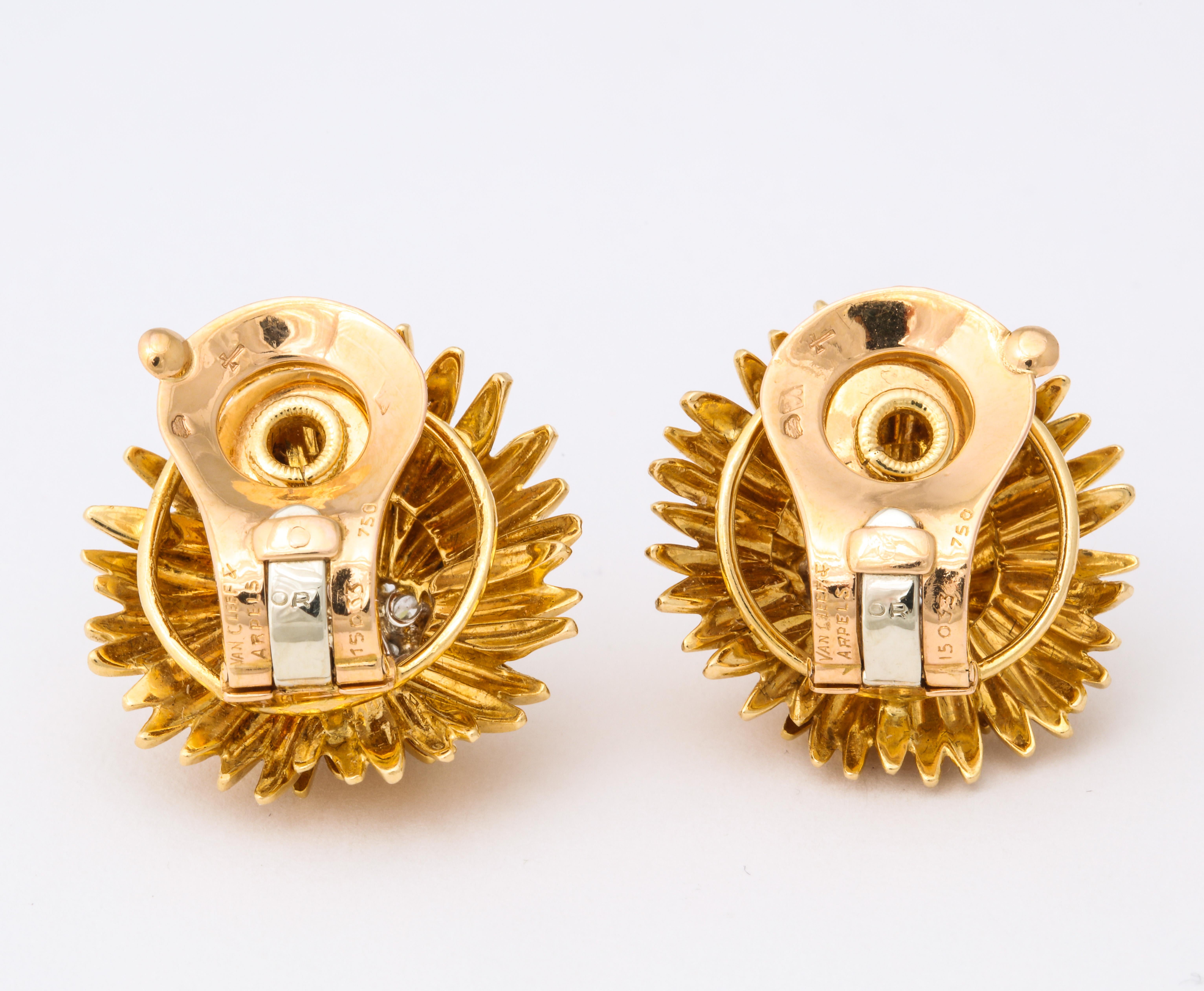 1960s Van Cleef & Arpels Paris Gold Diamond Earrings 6