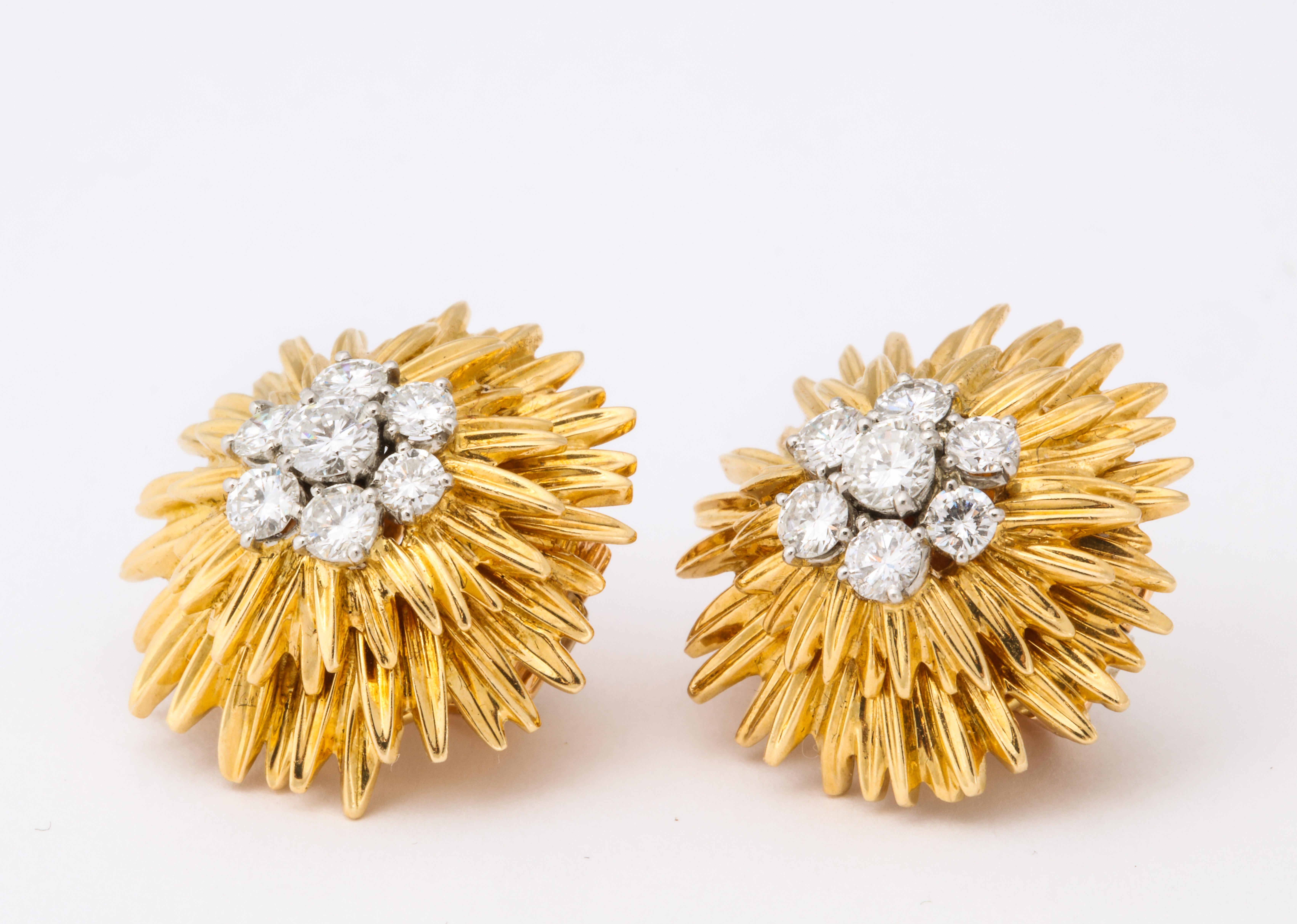 1960s Van Cleef & Arpels Paris Gold Diamond Earrings Damen