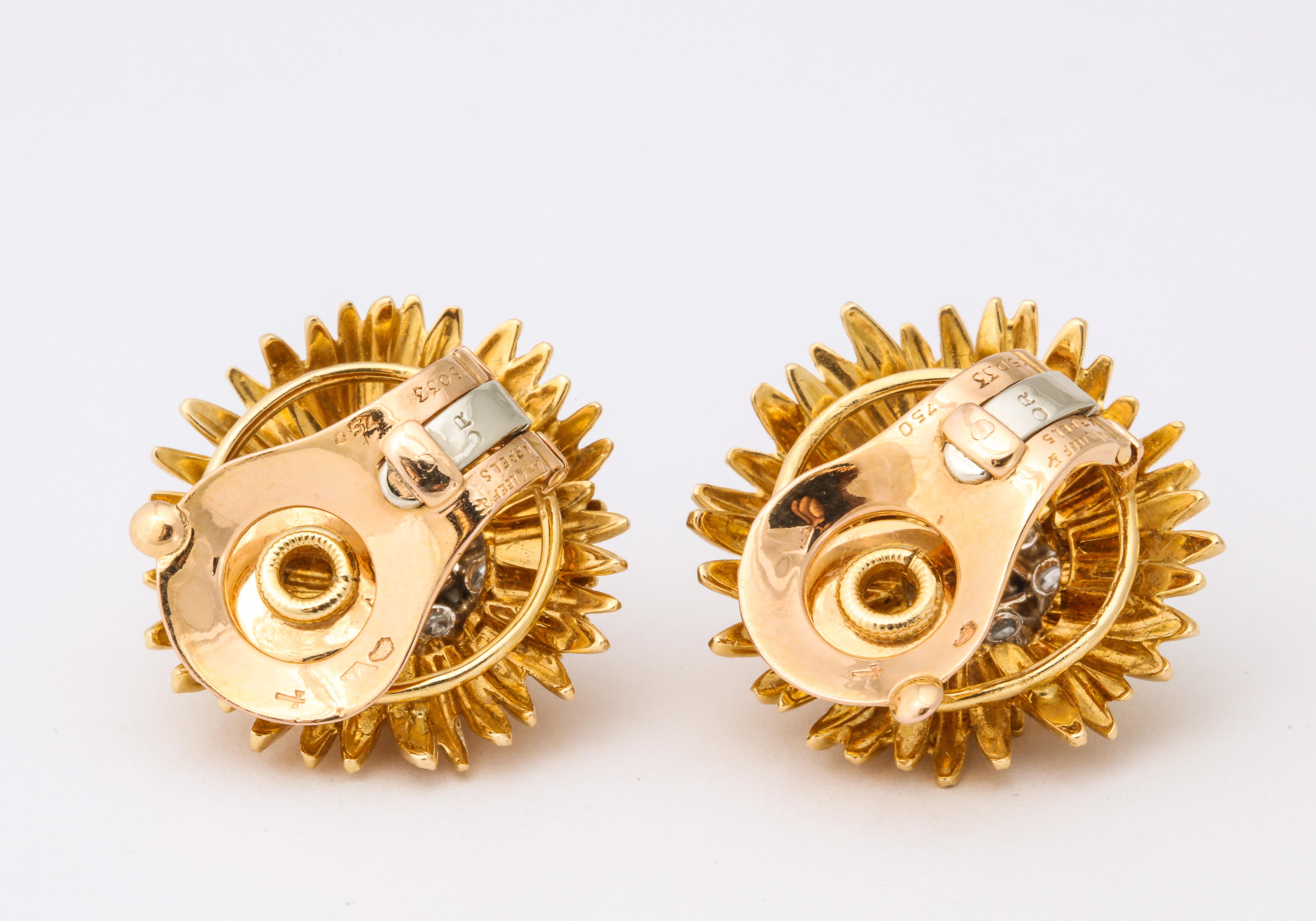 1960s Van Cleef & Arpels Paris Gold Diamond Earrings 3