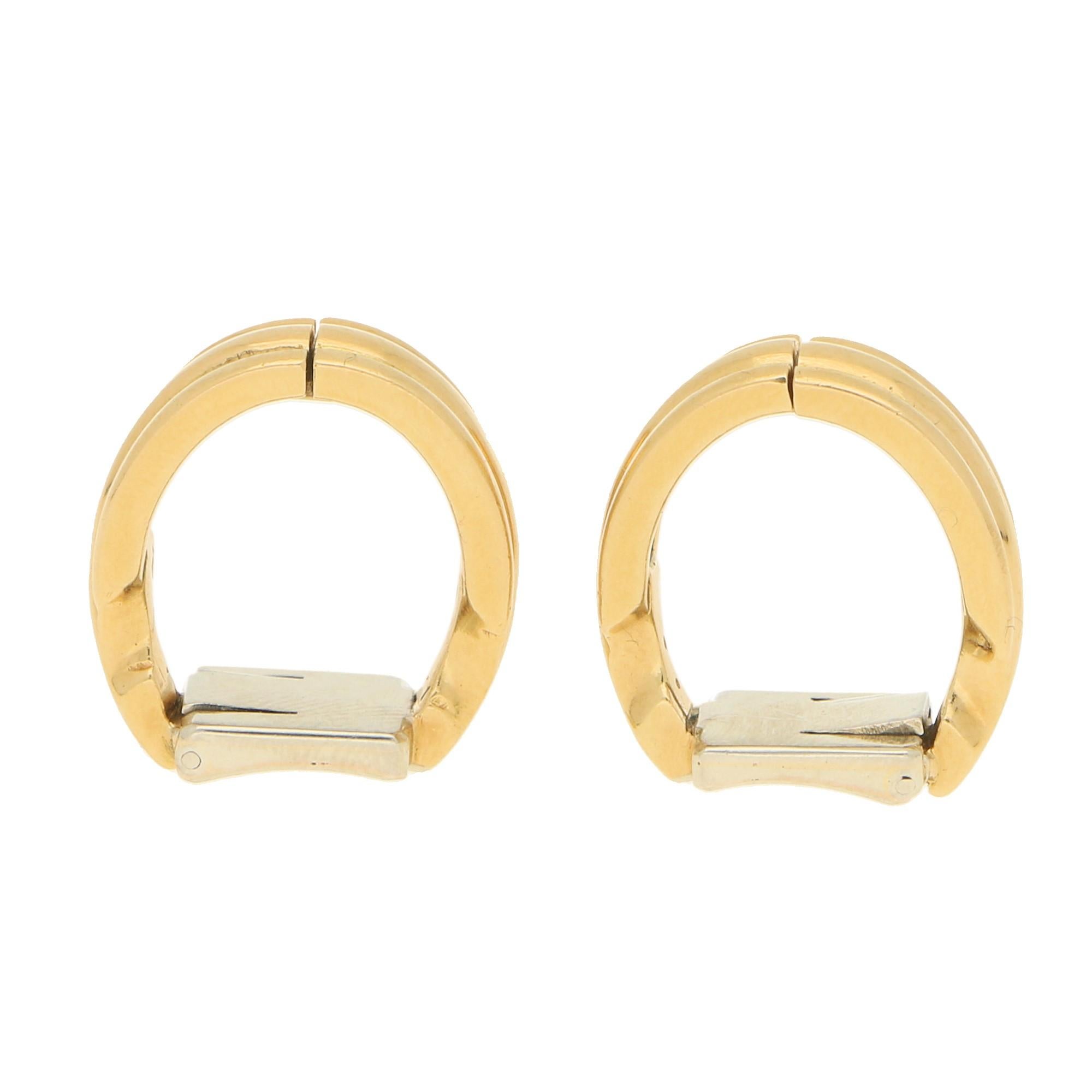 Women's or Men's Van Cleef & Arpels Stirrup Cufflinks Yellow and White Gold Circa 1960's For Sale