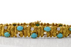 1960s Van Cleef & Arpels Turquoise Diamond Gold Bracelet