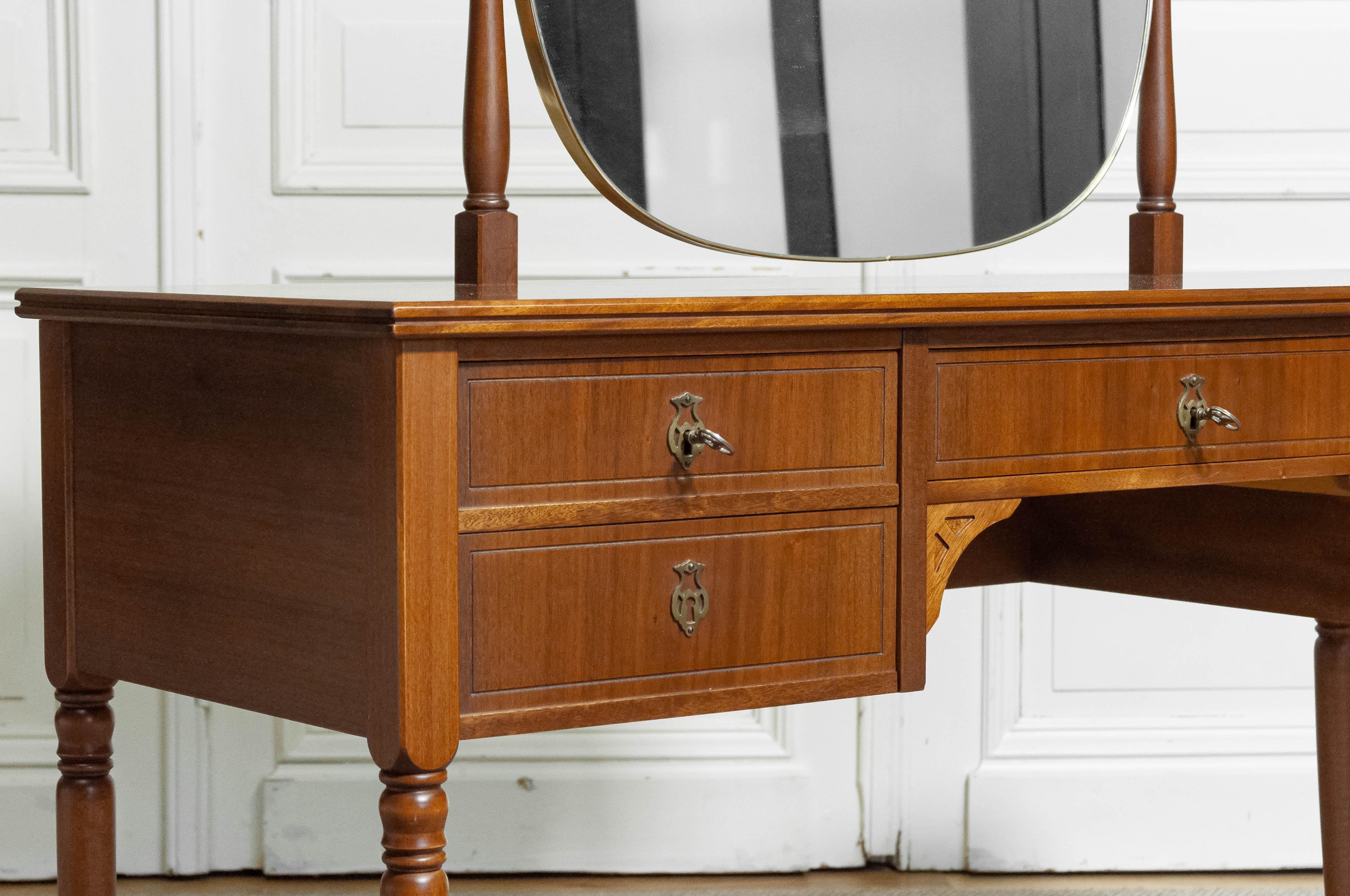 Mahogany 1960s Vanity / Dressing Table in Biedermeier Style For Sale