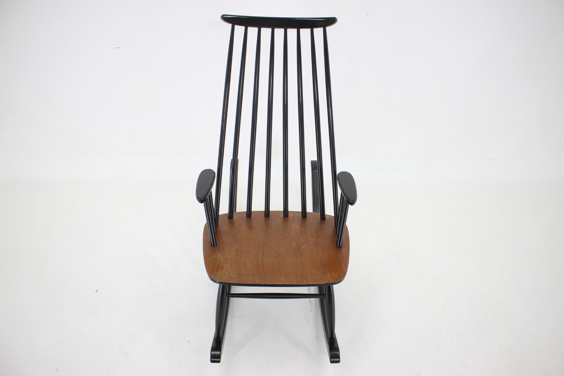 Mid-Century Modern 1960s Varjosen Puunjalostus Beech Rocking Chair, Finland For Sale