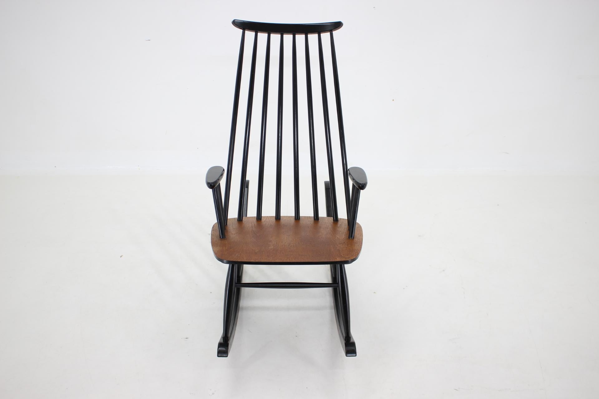 Mid-Century Modern 1960s Varjosen Puunjalostus Beech Rocking Chair, Finland For Sale