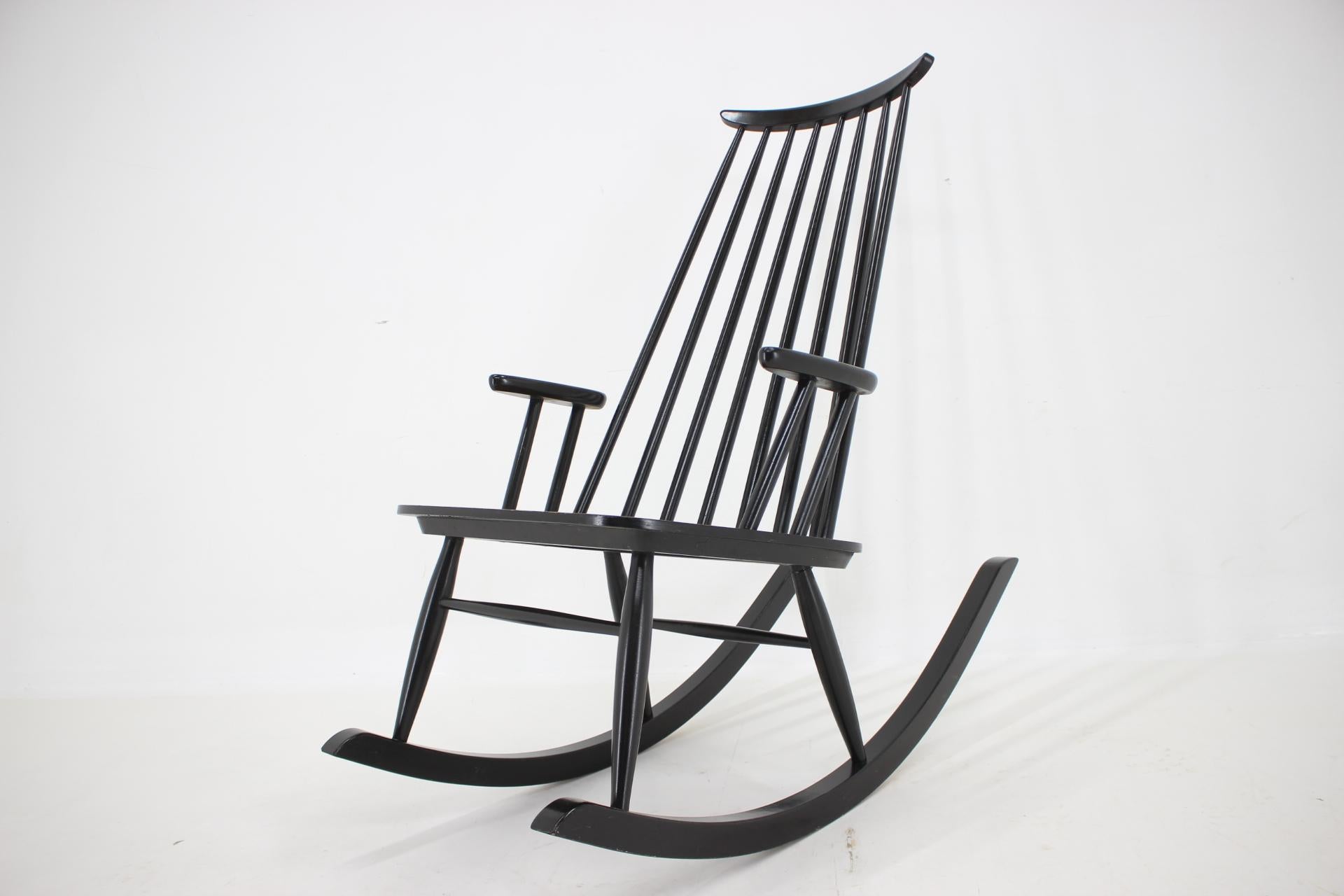 Finnish 1960s Varjosen Puunjalostus Beech Rocking Chair, Finland For Sale