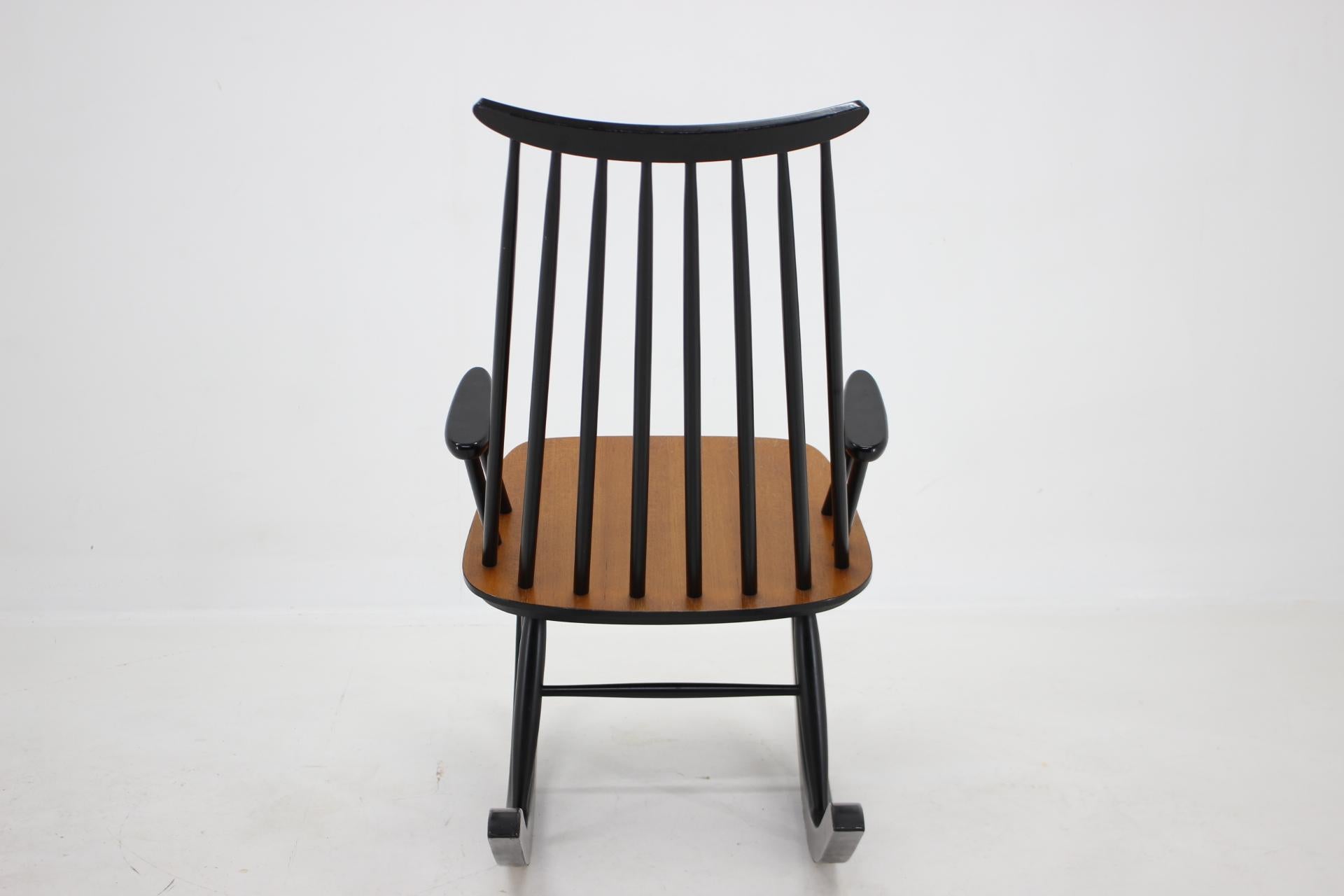 Wood 1960s Varjosen Puunjalostus Beech Rocking Chair, Finland For Sale