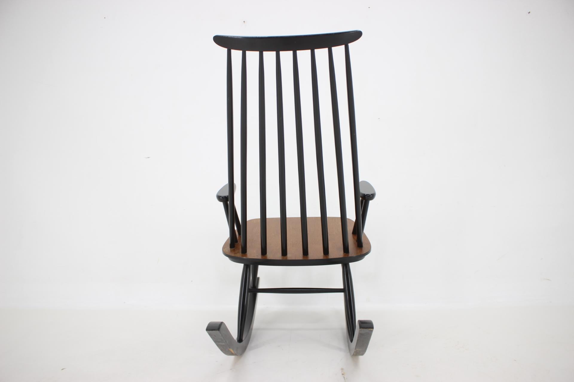 Mid-20th Century 1960s Varjosen Puunjalostus Beech Rocking Chair, Finland For Sale