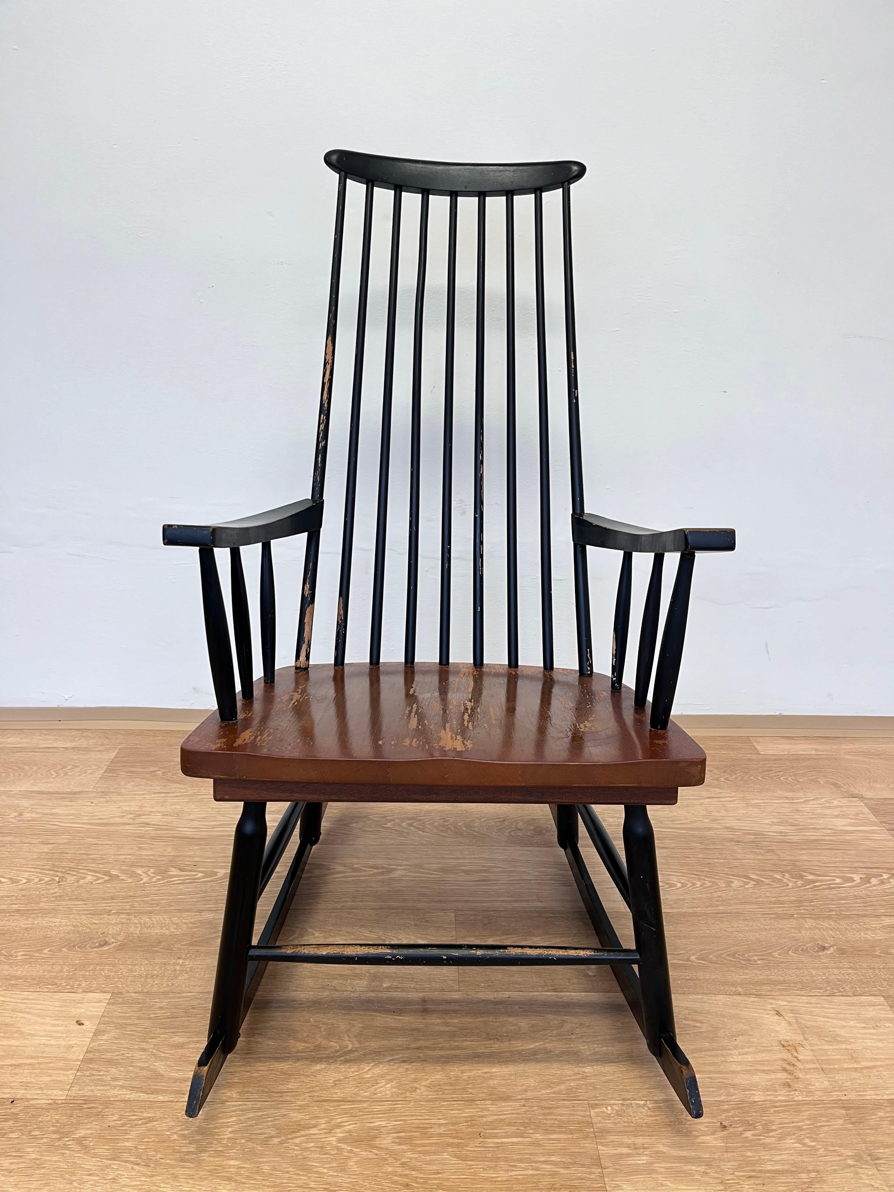 1960s Varjosen Puunjalostus Beech Rocking Chair, Finland For Sale 1
