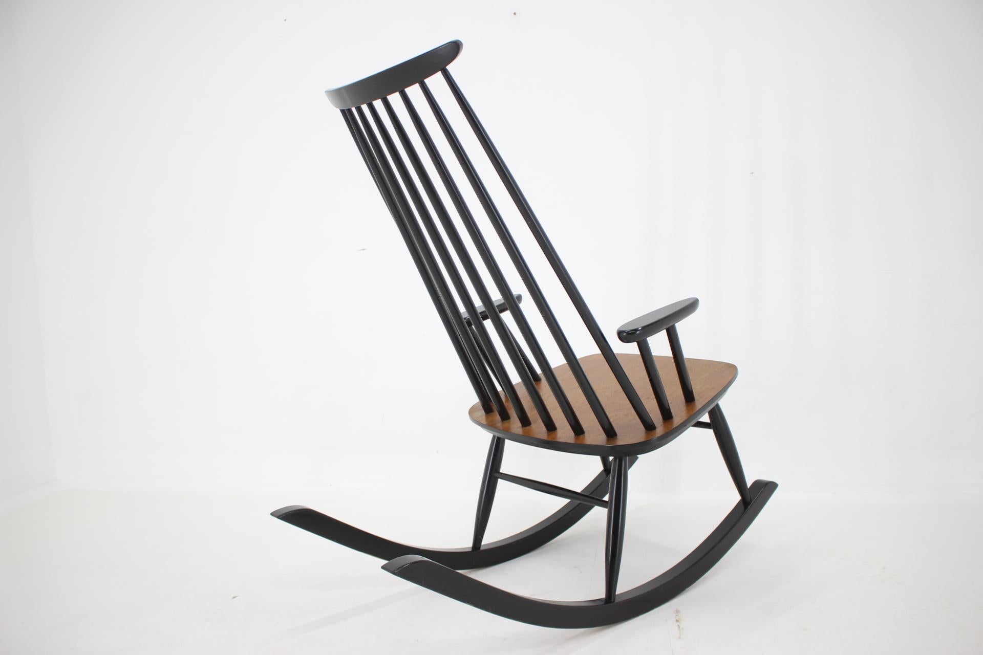 Teak 1960s Varjosen Puunjalostus Beech Rocking Chair, Finland For Sale
