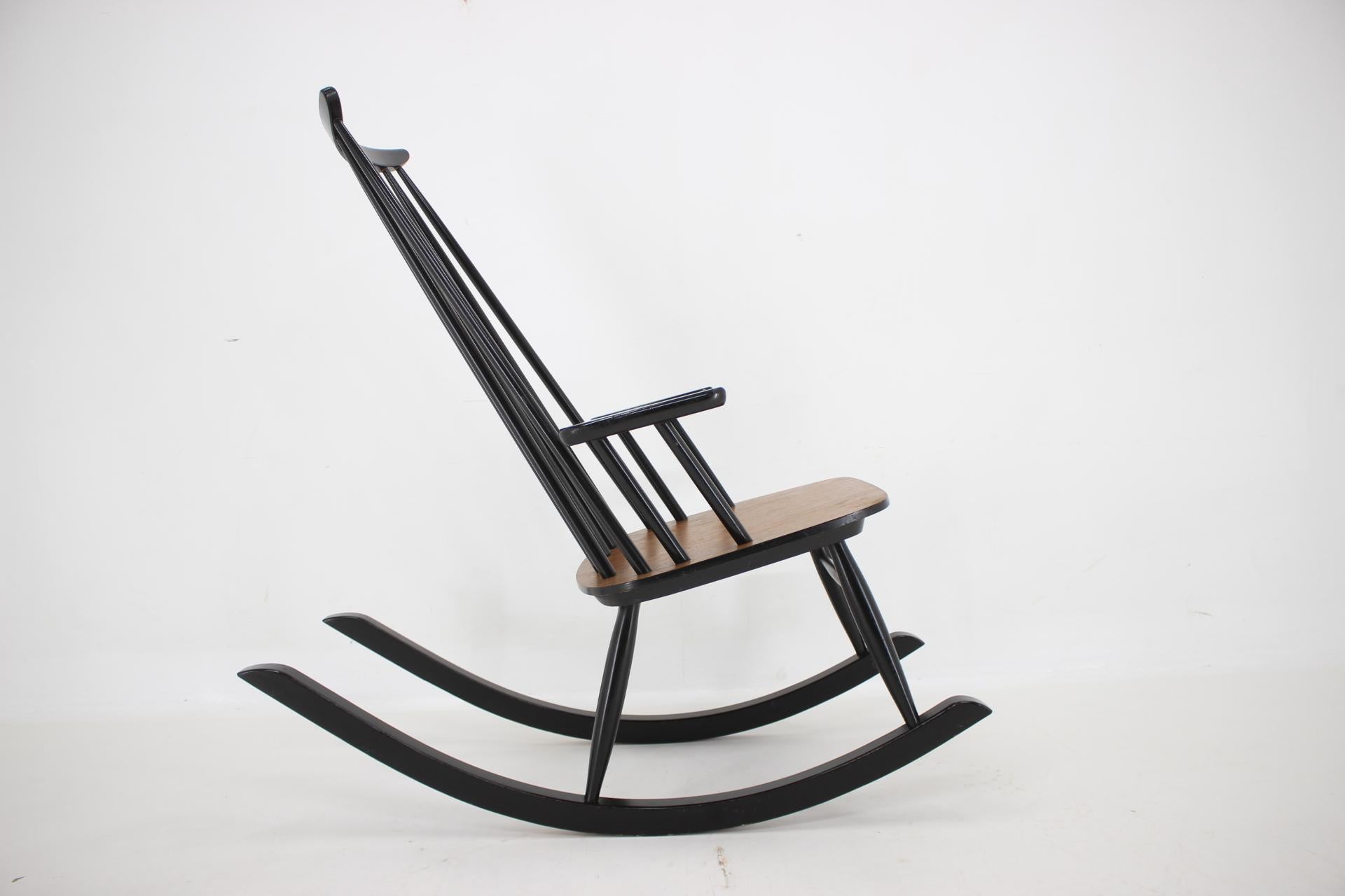 1960s Varjosen Puunjalostus Beech Rocking Chair, Finland For Sale 1