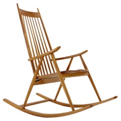 Vintage 1960s Varjosen Puunjalostus Beech Rocking Chair, Finland