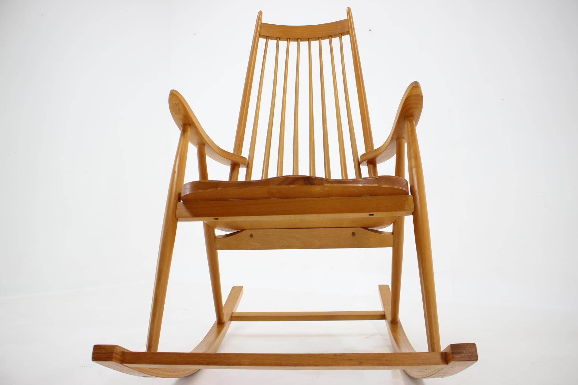 1960s, Varjosen Puunjalostus Beech Rocking Chair for Uusikylä, Finland For Sale 4