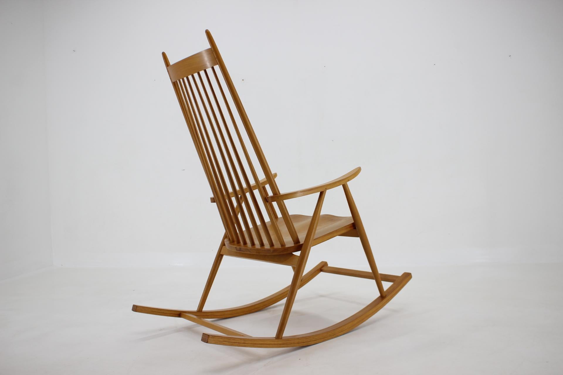 1960s, Varjosen Puunjalostus Beech Rocking Chair for Uusikylä, Finland For Sale 2