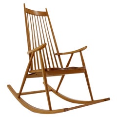 1960s, Varjosen Puunjalostus Beech Rocking Chair for Uusikylä, Finland