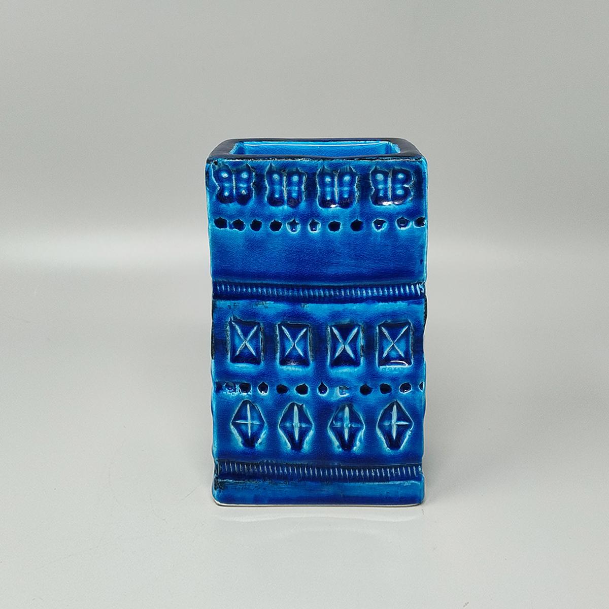 Jarrón de los años 60 de Aldo Londi para Bitossi Colección Rimini Azul Moderno de mediados de siglo en venta