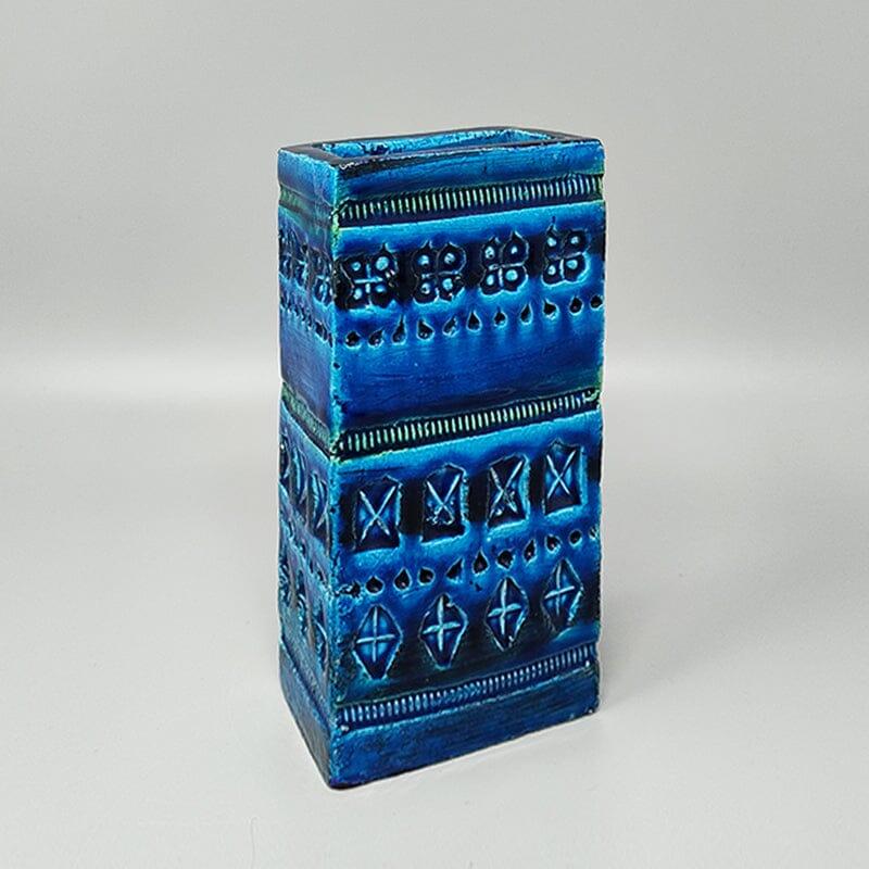 Jarrón de los años 60 de Aldo Londi para Bitossi Colección Rimini Azul Italiano en venta