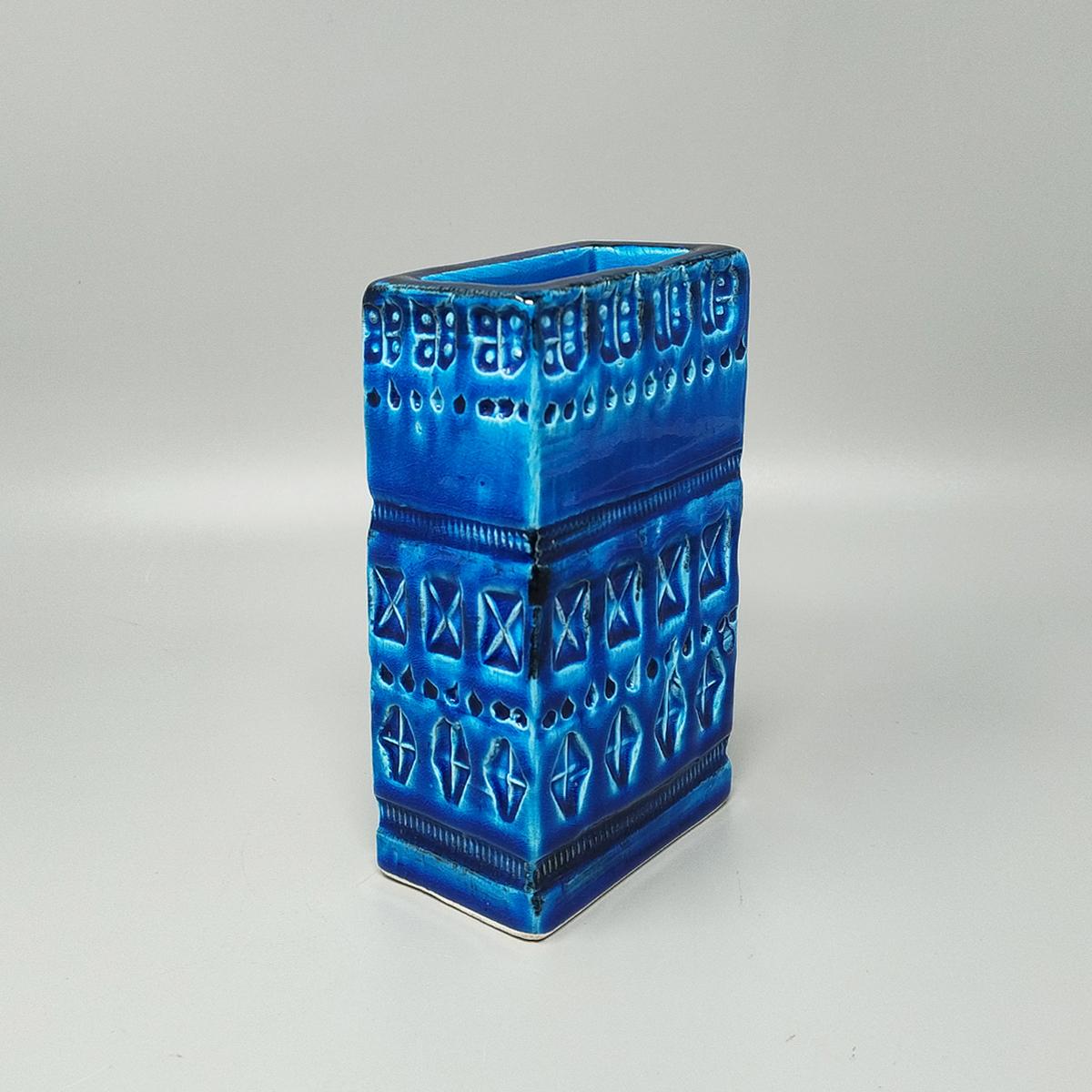 Jarrón de los años 60 de Aldo Londi para Bitossi Colección Rimini Azul Italiano en venta