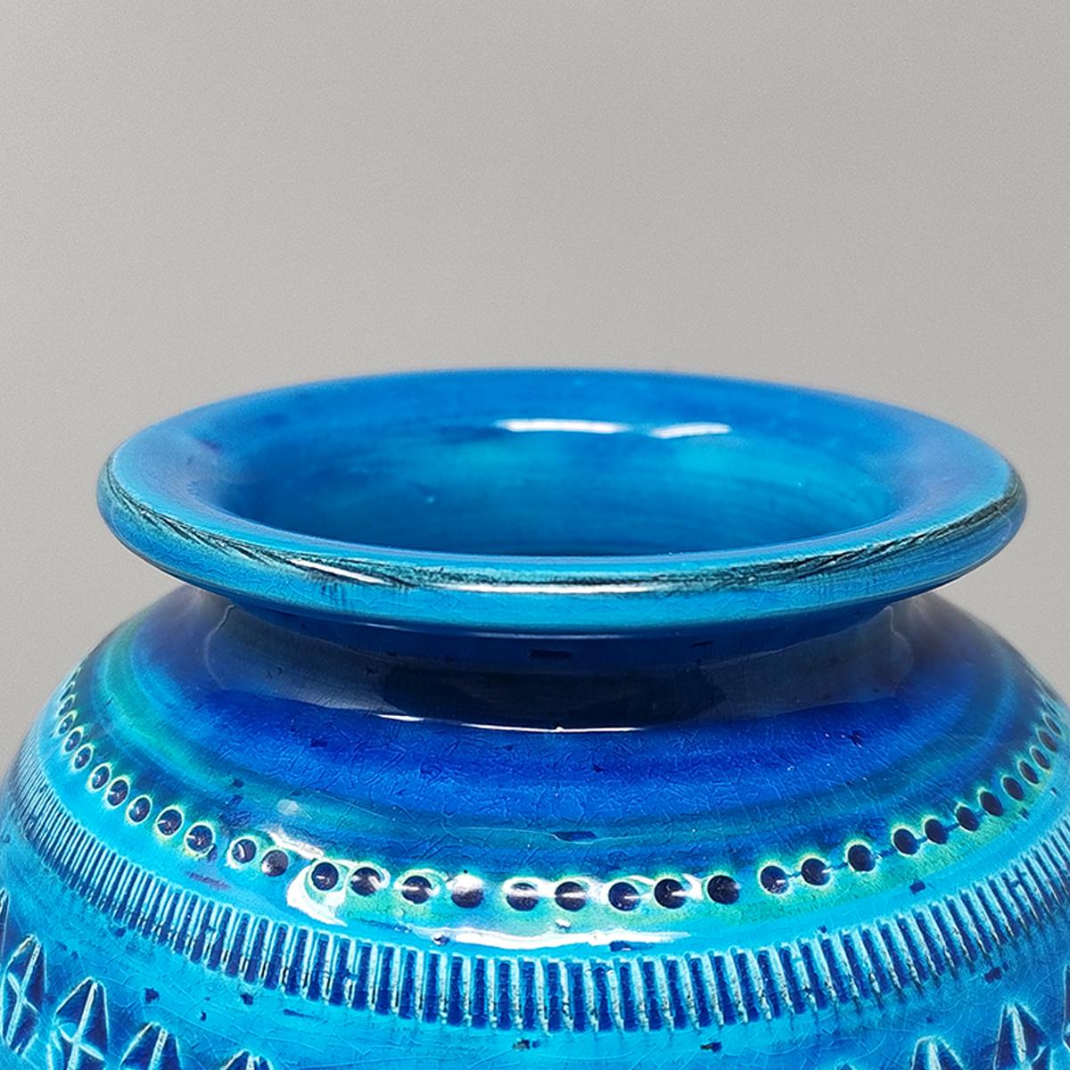 Vaso anni '60 di Aldo Londi per Bitossi Blue Rimini Collection In condizioni ottime in vendita a Milano, IT