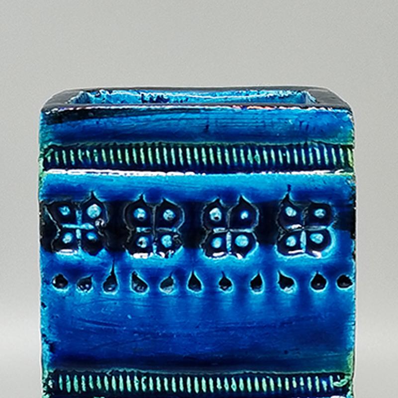Metà XX secolo Vaso anni '60 di Aldo Londi per Bitossi Blue Rimini Collection in vendita
