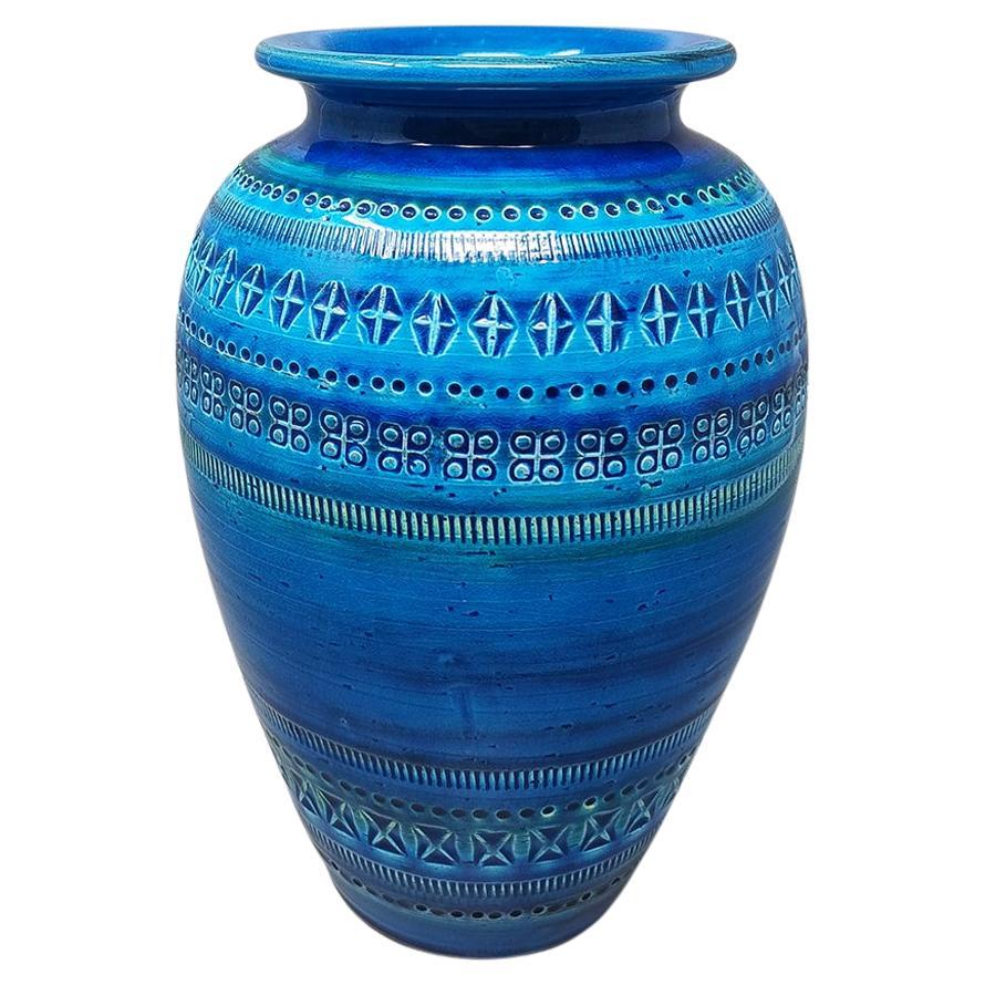 1960s Vase by Aldo Londi for Bitossi Blue Rimini Collection