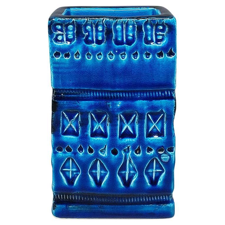 Jarrón de los años 60 de Aldo Londi para Bitossi Colección Rimini Azul