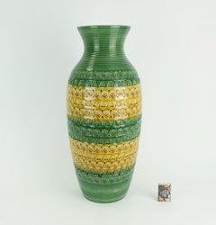 1960s VASE floorvase ü-keramik green ochre relief pattern model 1142/50 WGP