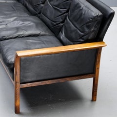 1960s Vatne Norway Brazilian Rosewood Leather Sofa Danish Mid-Century Modern Era