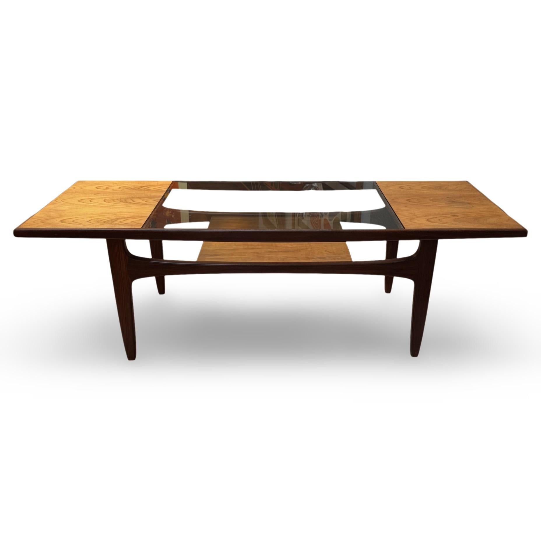 Mid-Century Modern 1960s VB Wilkins for G-Plan Mid-Century Teak and Glass Coffee Table