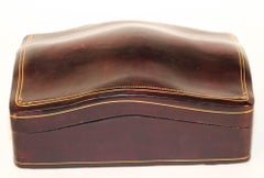 1960s Venetian Brown Leather Humpback Box with Gold Embossed Trim Made in Italy