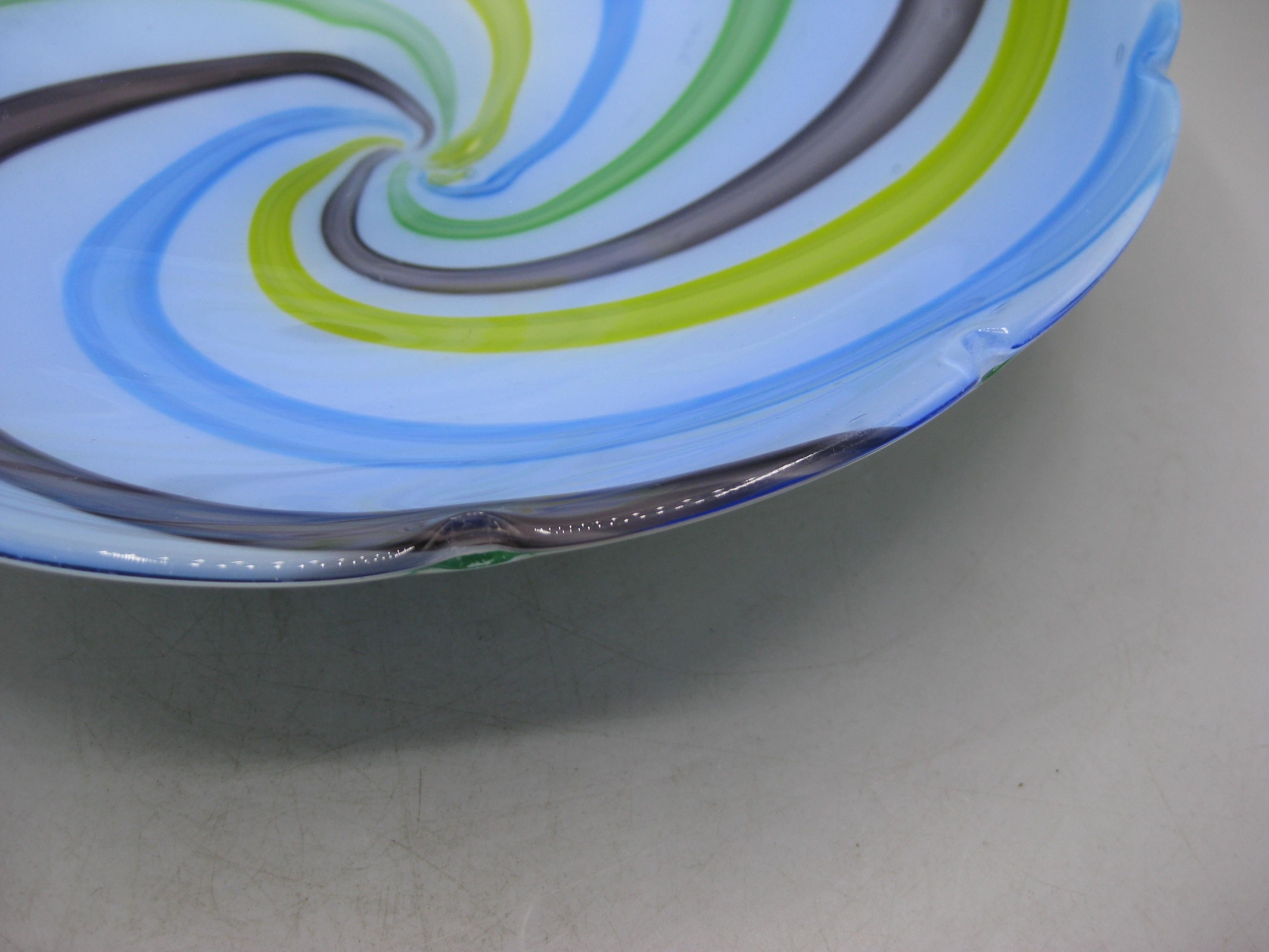 1960's Venetian Fratelli Toso Murano Art Glass Pinwheel Design Bowl Dish Italy en venta 5