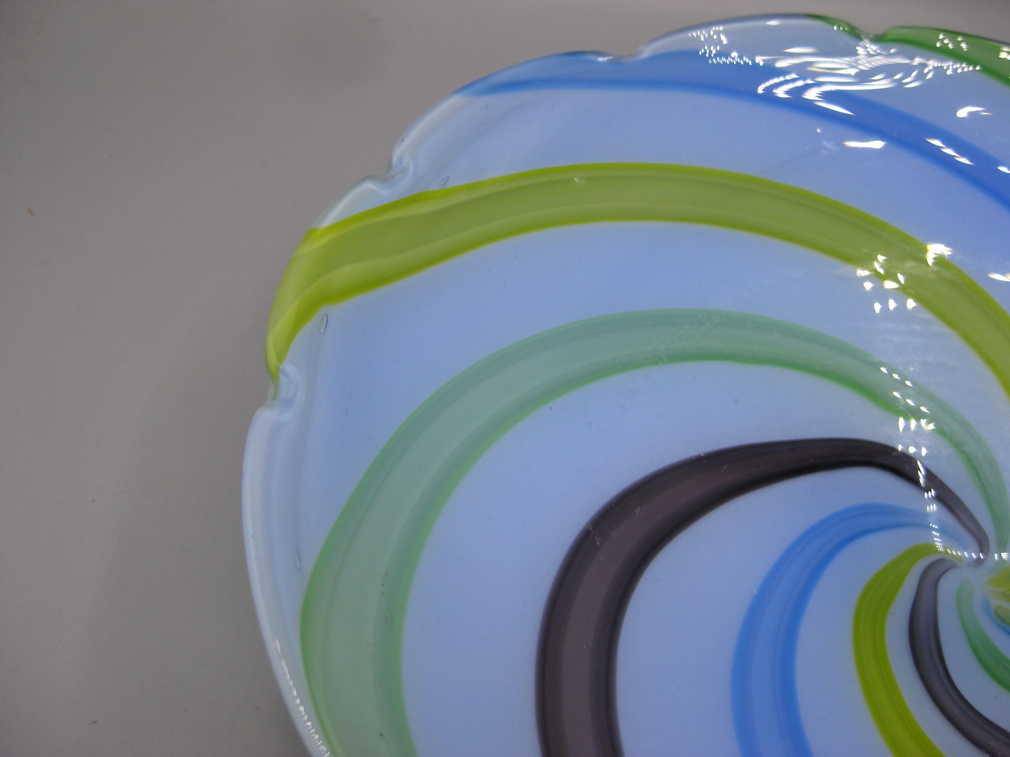 1960's Venetian Fratelli Toso Murano Art Glass Pinwheel Design Bowl Dish Italy en venta 6